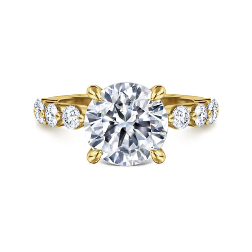 14K Yellow Gold Round Single Prong Diamond Engagement Ring