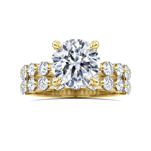 14K Yellow Gold Round Single Prong Diamond Engagement Ring