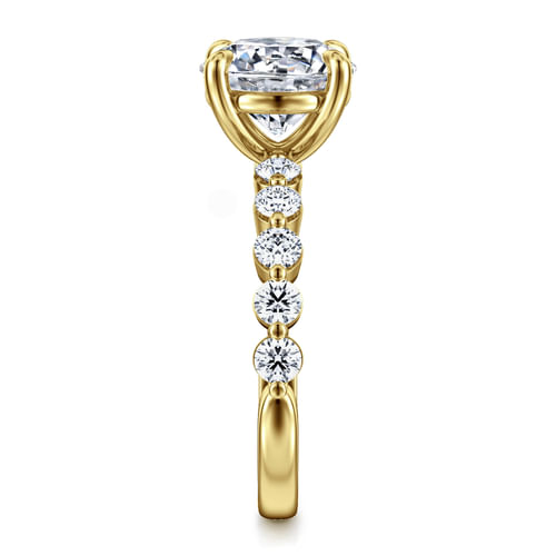 14K Yellow Gold Round Single Prong Diamond Engagement Ring