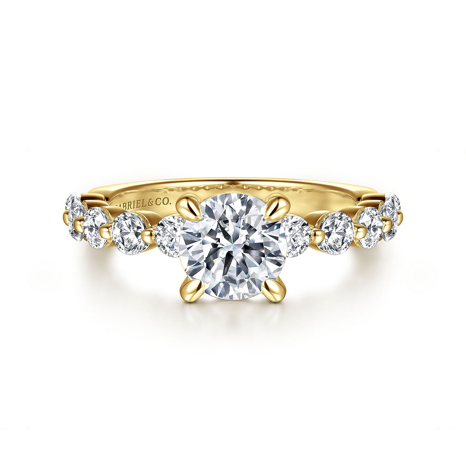 Gabriel - 14K Yellow Gold Round Single Prong Diamond Engagement Ring