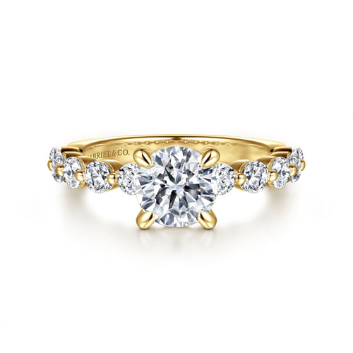 14K Yellow Gold Round Single Prong Diamond Engagement Ring