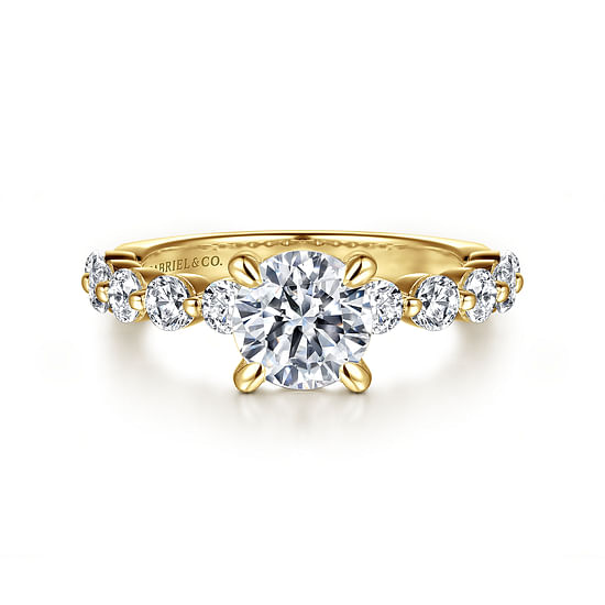Gabriel - 14K Yellow Gold Round Single Prong Diamond Engagement Ring