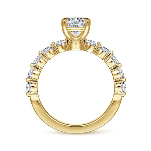 14K Yellow Gold Round Single Prong Diamond Engagement Ring