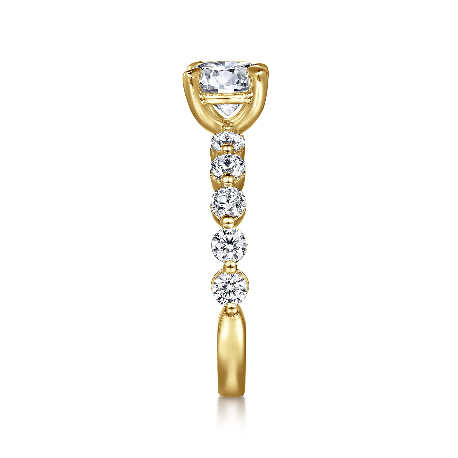 14K Yellow Gold Round Single Prong Diamond Engagement Ring