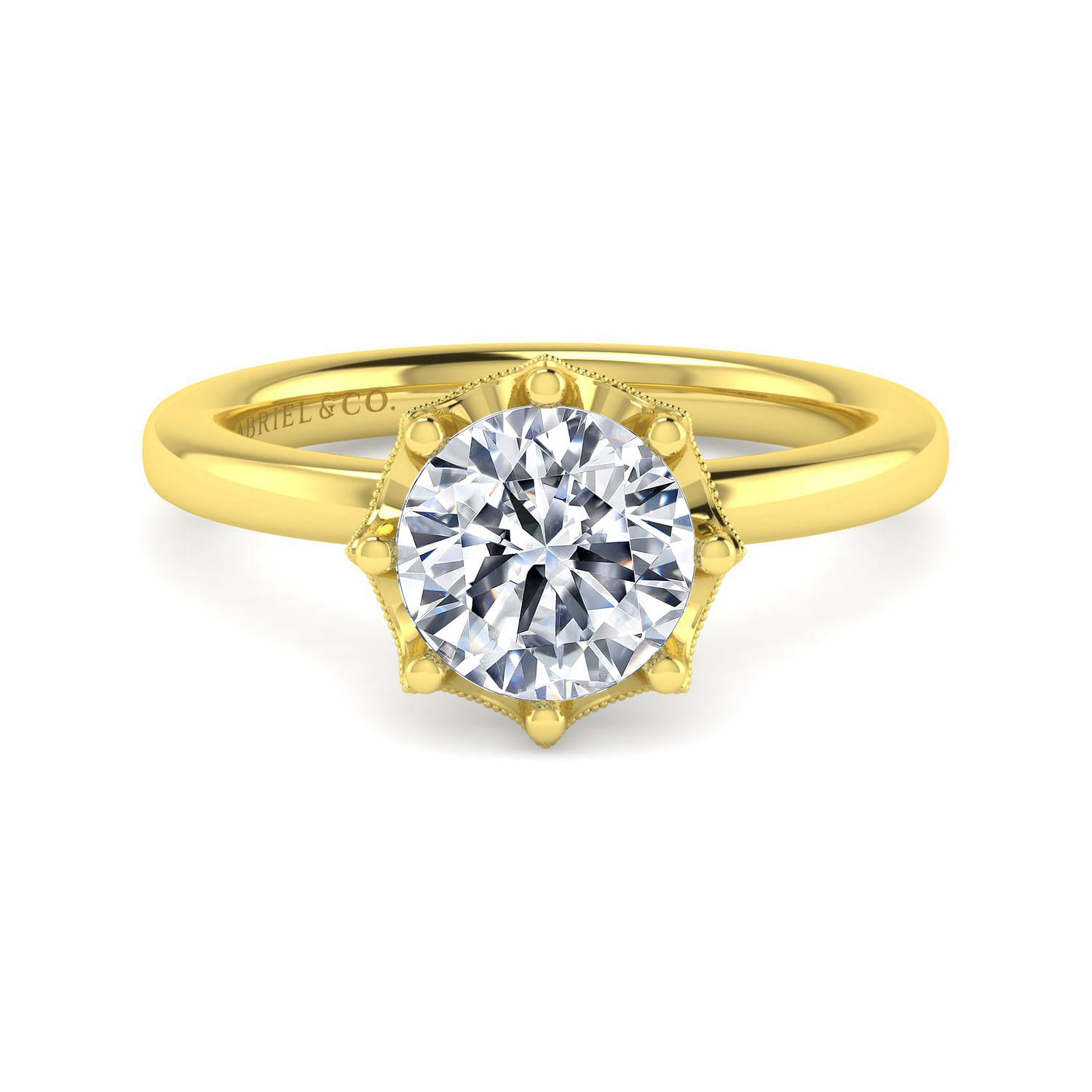 Gabriel - 14K Yellow Gold Round Solitaire Diamond Engagement Ring