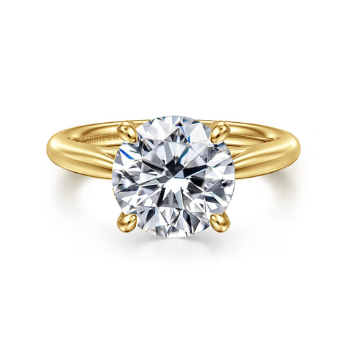 14K Yellow Gold Round Solitaire Diamond Engagement Ring