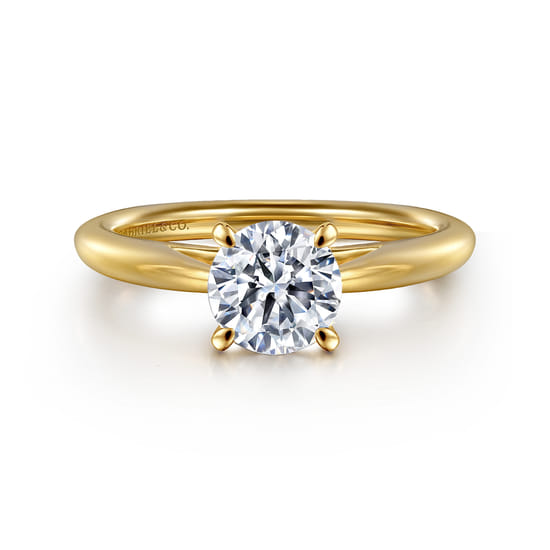 Gabriel - 14K Yellow Gold Round Solitaire Diamond Engagement Ring