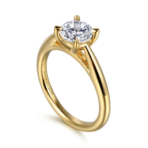 14K Yellow Gold Round Solitaire Diamond Engagement Ring