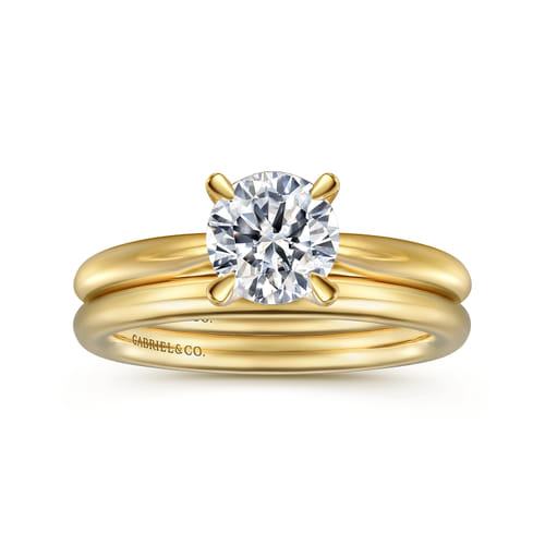 14K Yellow Gold Round Solitaire Diamond Engagement Ring