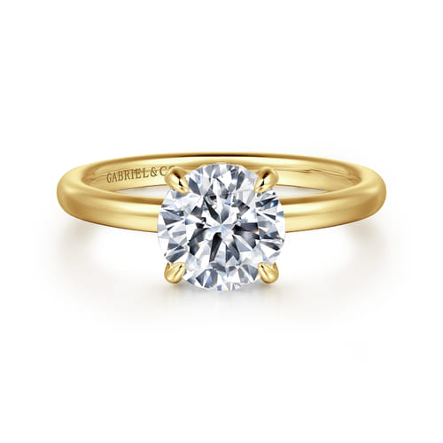 14K Yellow Gold Round Solitaire Diamond Engagement Ring