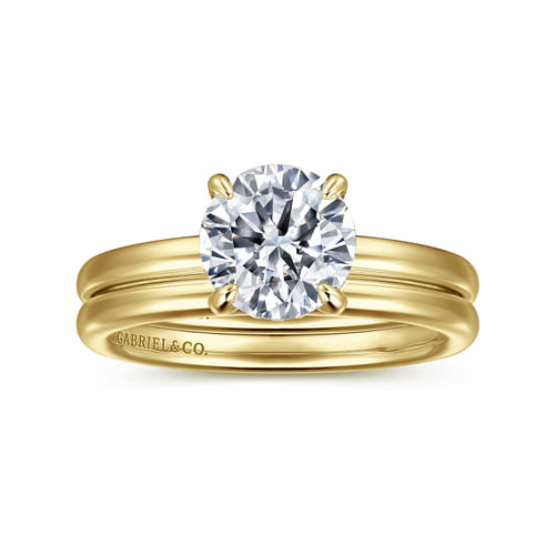 14K Yellow Gold Round Solitaire Diamond Engagement Ring