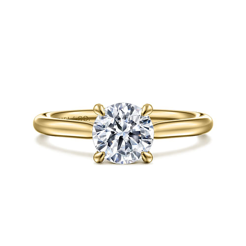 14K Yellow Gold Round Solitaire Diamond Engagement Ring