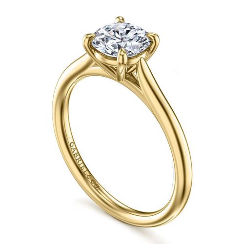 14K Yellow Gold Round Solitaire Diamond Engagement Ring