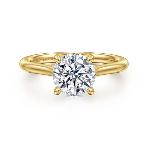 14K Yellow Gold Round Solitaire Diamond Engagement Ring