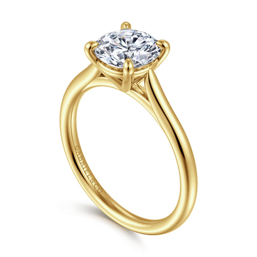 14K Yellow Gold Round Solitaire Diamond Engagement Ring