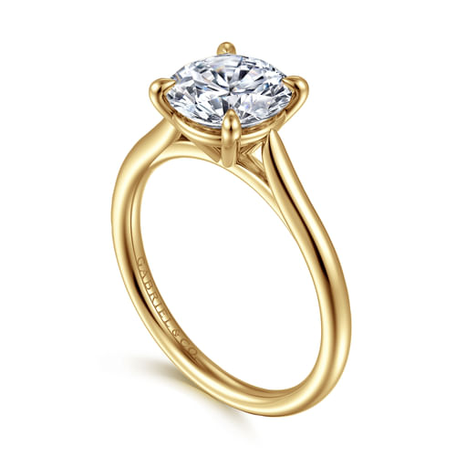 14K Yellow Gold Round Solitaire Diamond Engagement Ring