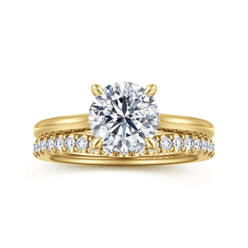 14K Yellow Gold Round Solitaire Diamond Engagement Ring