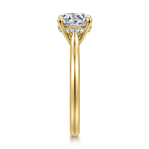 14K Yellow Gold Round Solitaire Diamond Engagement Ring