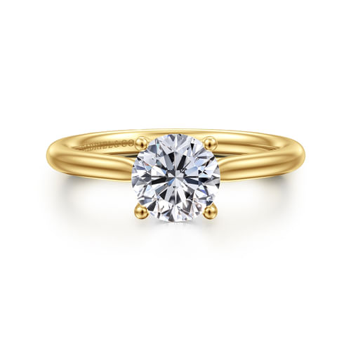 14K Yellow Gold Round Solitaire Diamond Engagement Ring