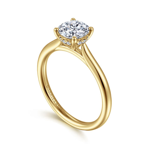 14K Yellow Gold Round Solitaire Diamond Engagement Ring
