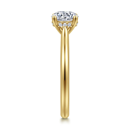 14K Yellow Gold Round Solitaire Diamond Engagement Ring