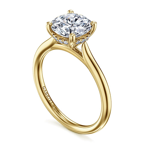 14K Yellow Gold Round Solitaire Diamond Engagement Ring