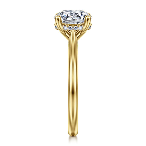 14K Yellow Gold Round Solitaire Diamond Engagement Ring