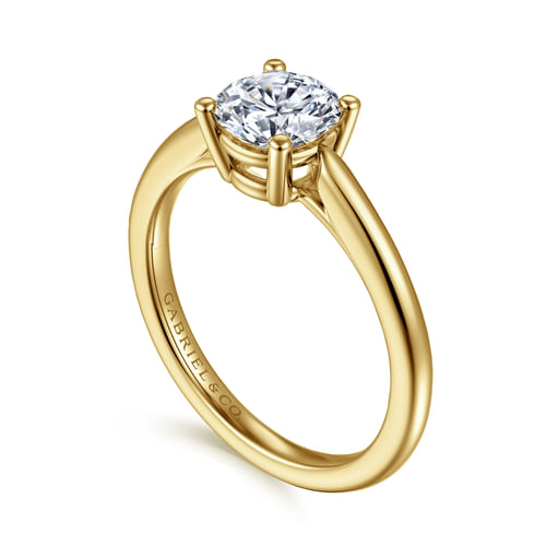 14K Yellow Gold Round Solitaire Diamond Engagement Ring