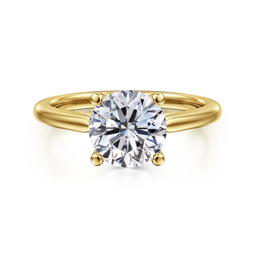 14K Yellow Gold Round Solitaire Diamond Engagement Ring