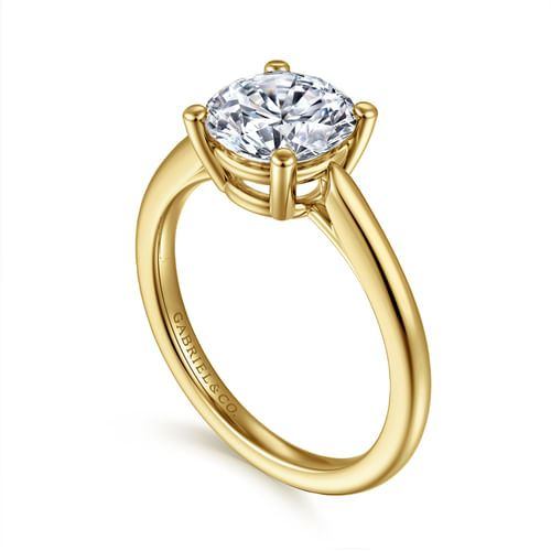 14K Yellow Gold Round Solitaire Diamond Engagement Ring