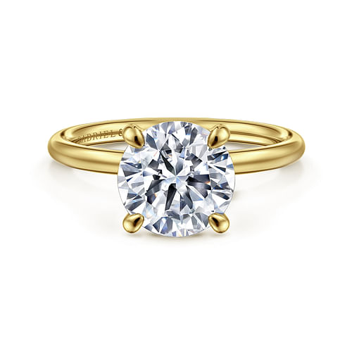 14K Yellow Gold Round Solitaire Diamond Engagement Ring