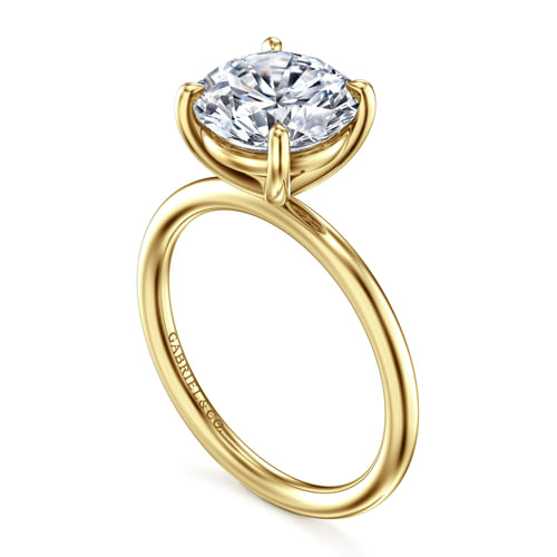 14K Yellow Gold Round Solitaire Diamond Engagement Ring