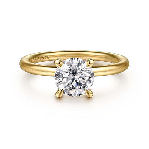 14K Yellow Gold Round Solitaire Diamond Engagement Ring