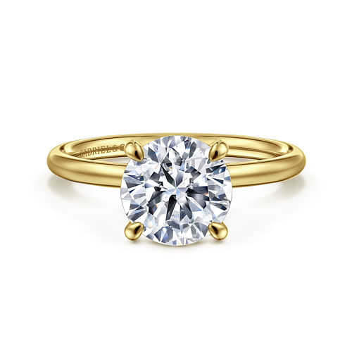 14K Yellow Gold Round Solitaire Diamond Engagement Ring