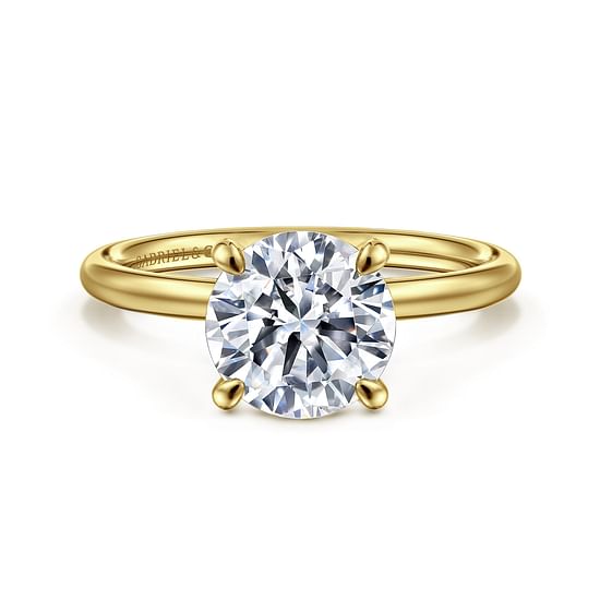Gabriel - 14K Yellow Gold Round Solitaire Diamond Engagement Ring