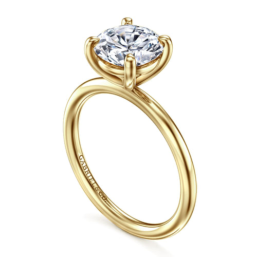 14K Yellow Gold Round Solitaire Diamond Engagement Ring