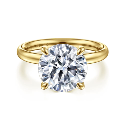 14K Yellow Gold Round Solitaire Diamond Engagement Ring