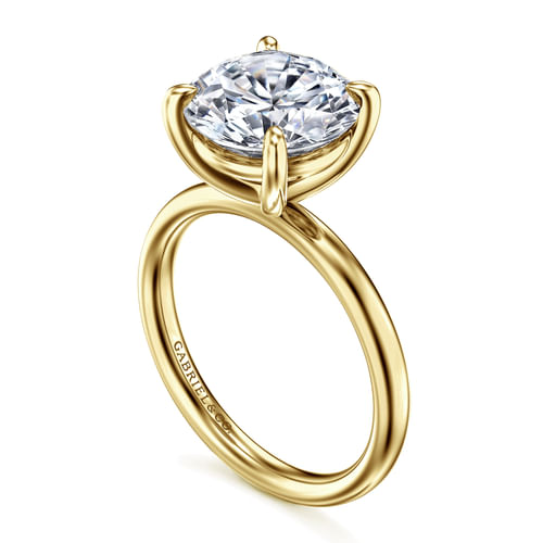 14K Yellow Gold Round Solitaire Diamond Engagement Ring