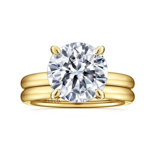 14K Yellow Gold Round Solitaire Diamond Engagement Ring