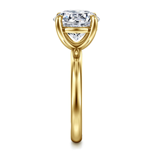 14K Yellow Gold Round Solitaire Diamond Engagement Ring