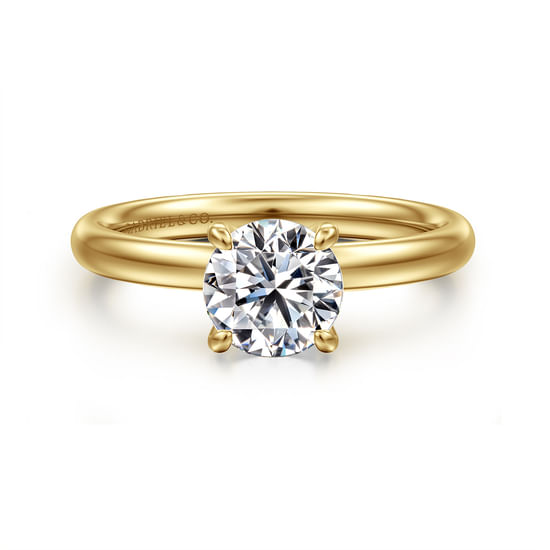 Gabriel - 14K Yellow Gold Round Solitaire Diamond Engagement Ring