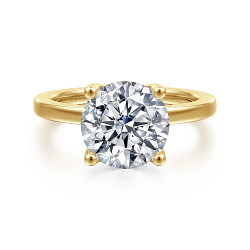 14K Yellow Gold Round Solitaire Diamond Engagement Ring