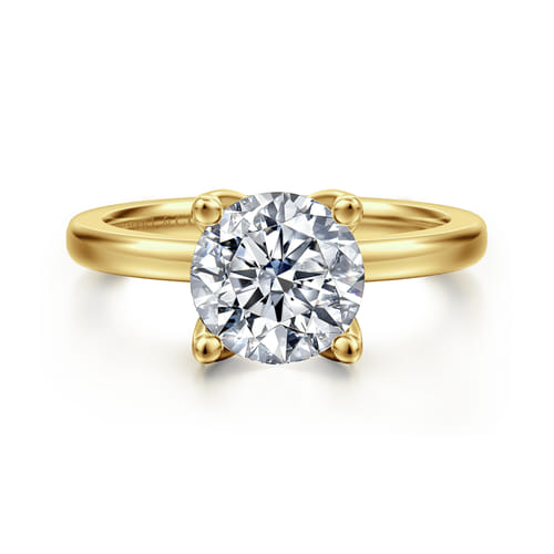 14K Yellow Gold Round Solitaire Diamond Engagement Ring
