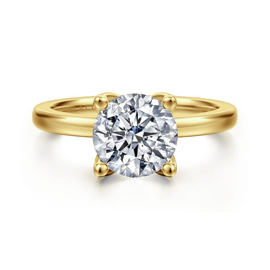 14K Yellow Gold Round Solitaire Diamond Engagement Ring