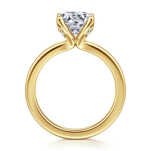 14K Yellow Gold Round Solitaire Diamond Engagement Ring