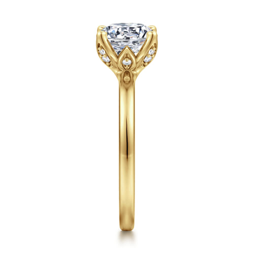 14K Yellow Gold Round Solitaire Diamond Engagement Ring