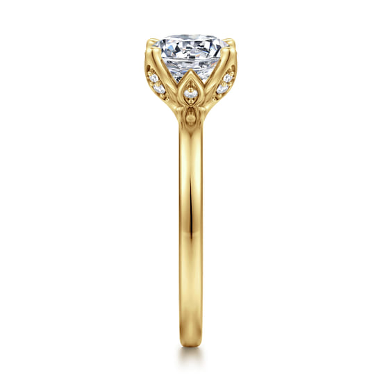 14K Yellow Gold Round Solitaire Diamond Engagement Ring angle 5