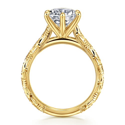 14K Yellow Gold Round Solitaire Diamond Engagement Ring