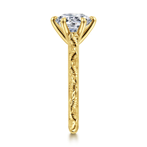14K Yellow Gold Round Solitaire Diamond Engagement Ring