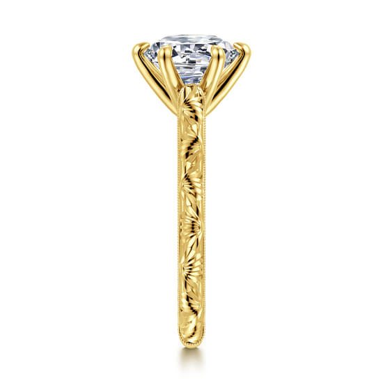 14K Yellow Gold Round Solitaire Diamond Engagement Ring angle 5